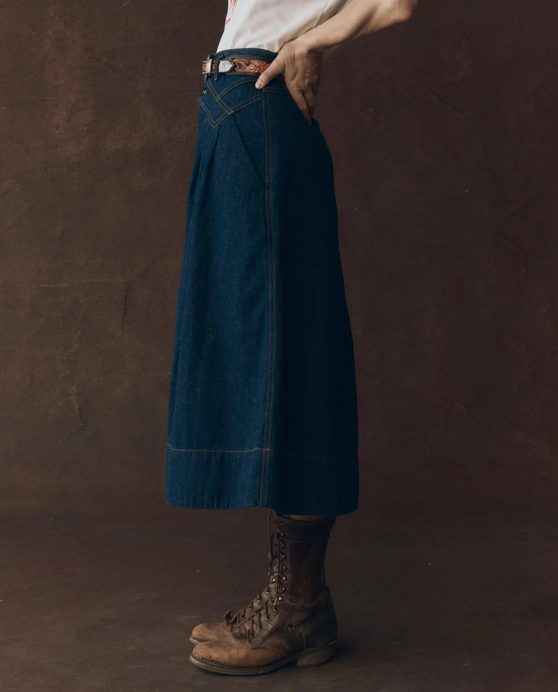 The Field Skirt. -- Midnight Rinse sold by THE GREAT. product image thumbnail 3