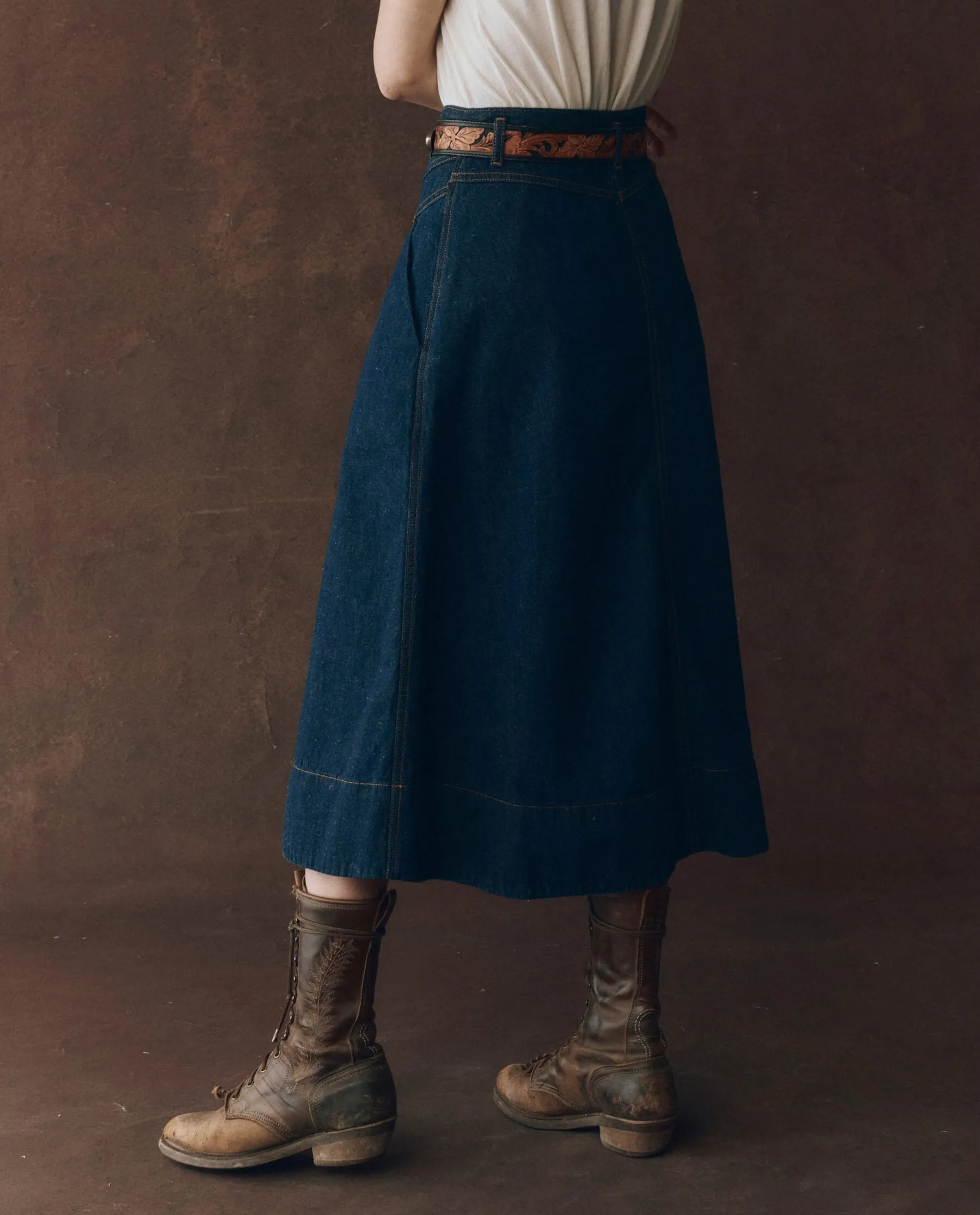 The Field Skirt. -- Midnight Rinse sold by THE GREAT. product image thumbnail 2