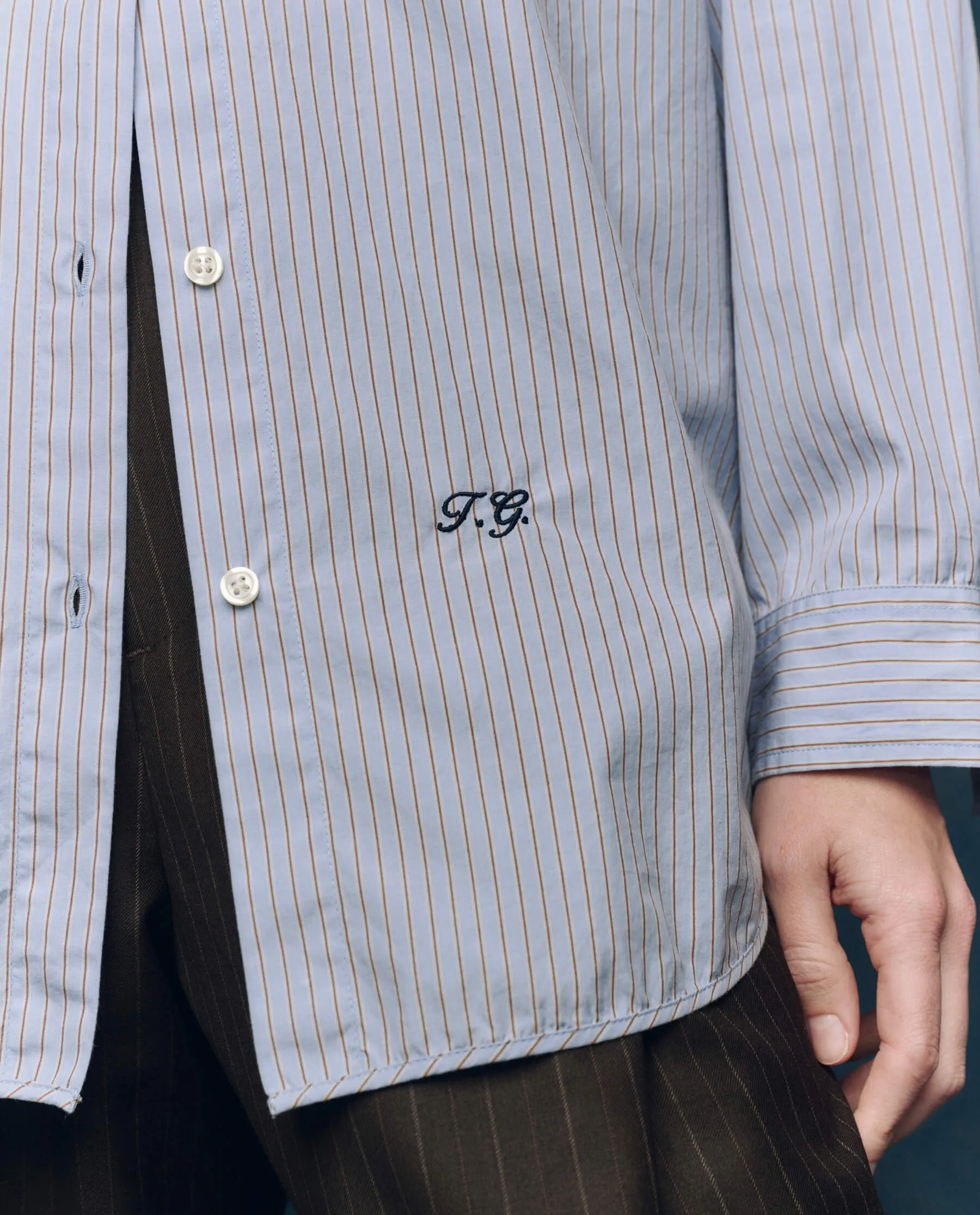 The Menswear Button Up. -- Alumni Stripe sold by THE GREAT. product image thumbnail 3