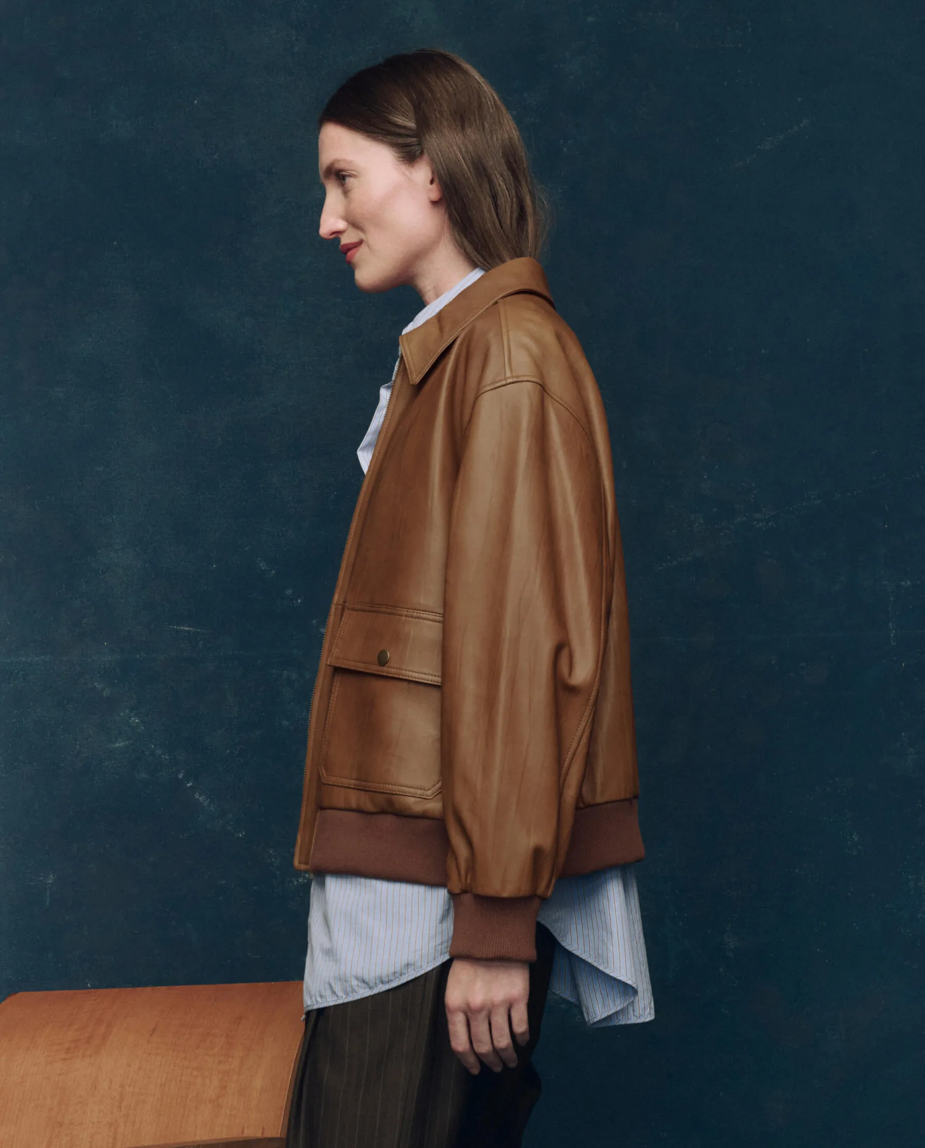 The Flight Jacket. -- Saddle Brown sold by THE GREAT. product image thumbnail 3