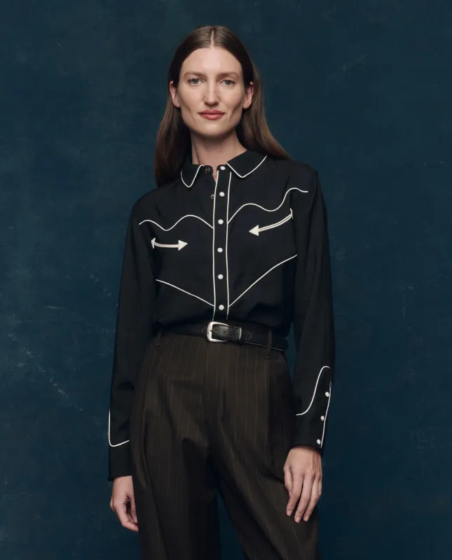 The Western Shirt. -- Black with Cream sold by THE GREAT.