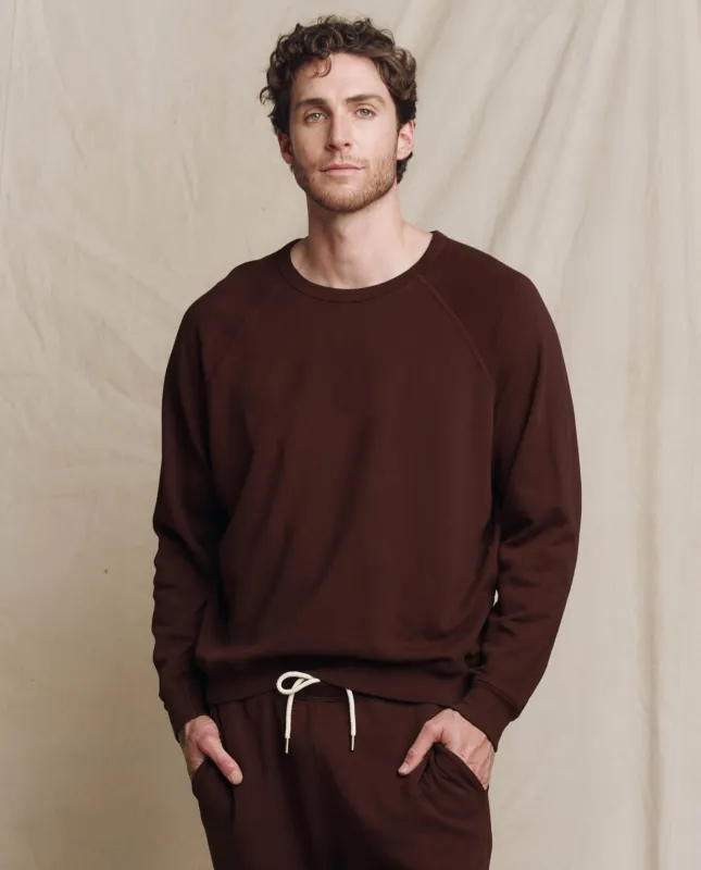 The Men's College Sweatshirt. Solid -- Driftwood sold by THE GREAT.