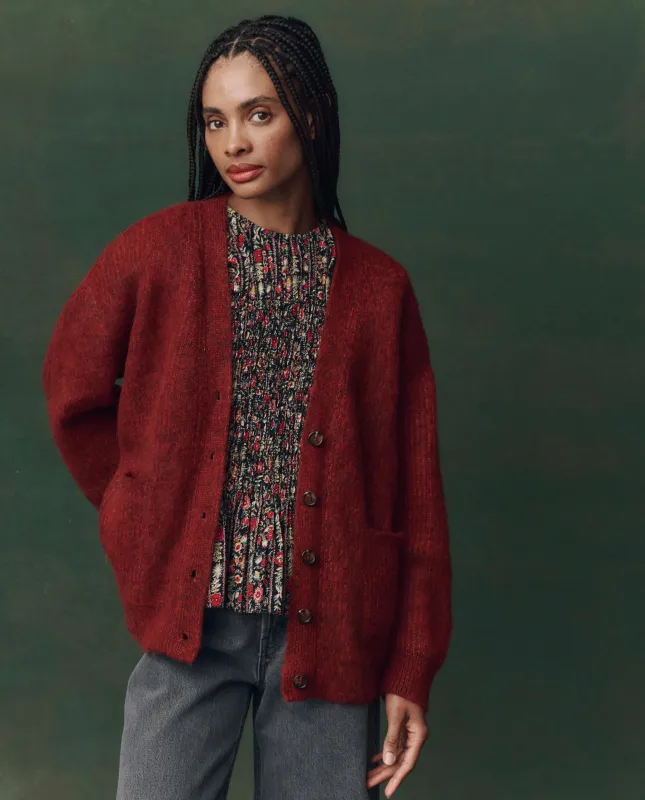 The Brushed Melange Cardigan. -- Cinder sold by THE GREAT.