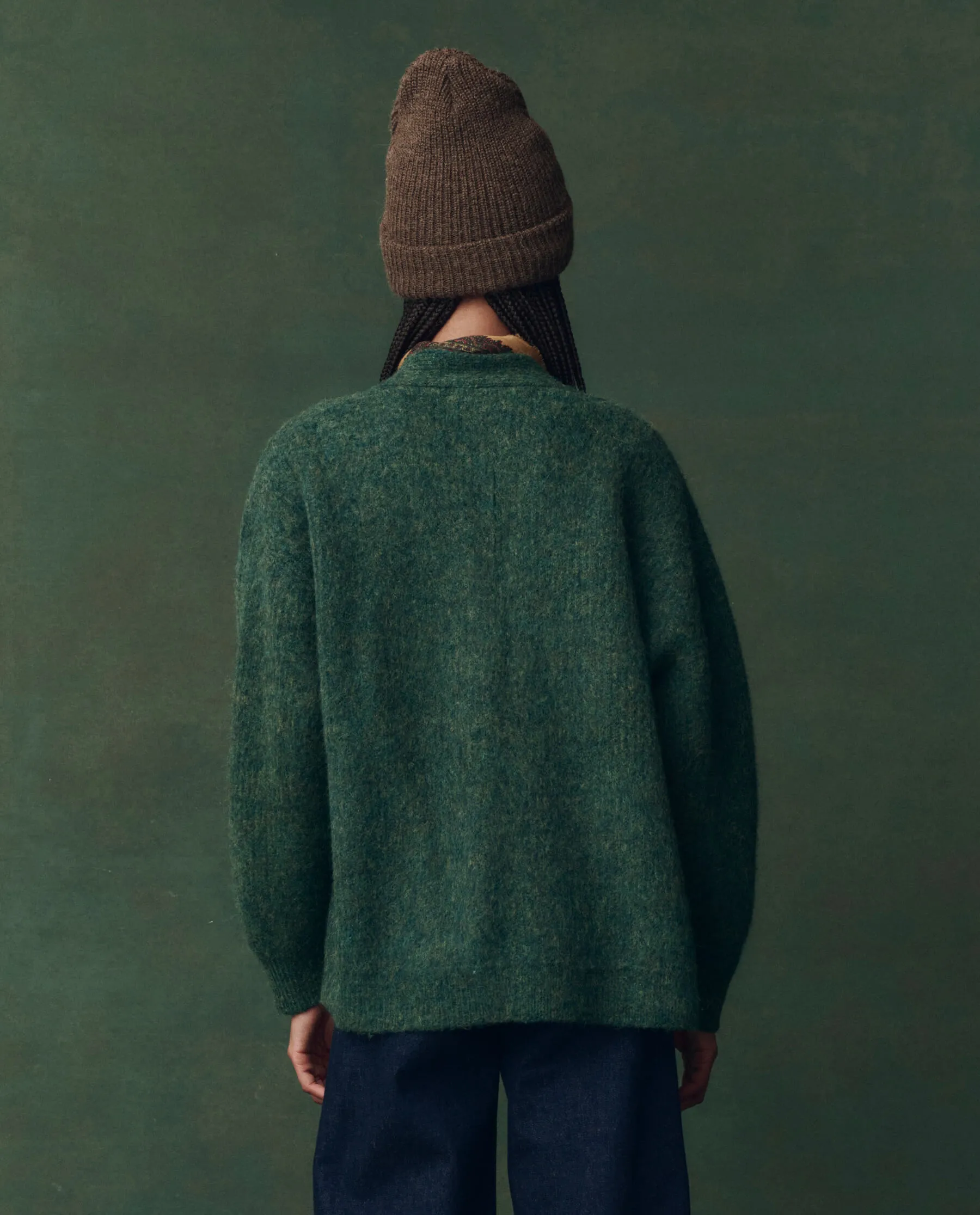 The Brushed Melange Cardigan. -- Meadow Green sold by THE GREAT. product image thumbnail 2