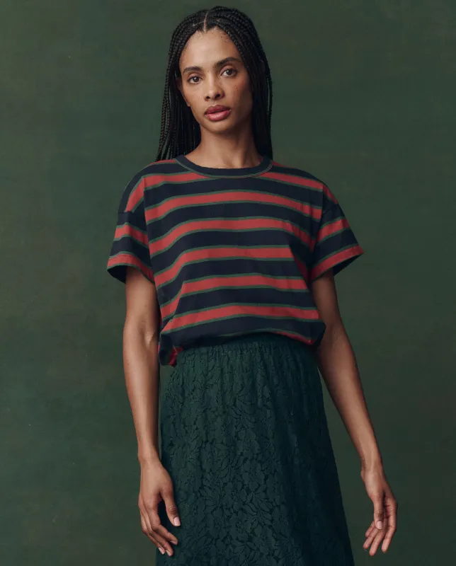 The Boxy Crew. Novelty -- Navy Bridle Stripe made by THE GREAT.