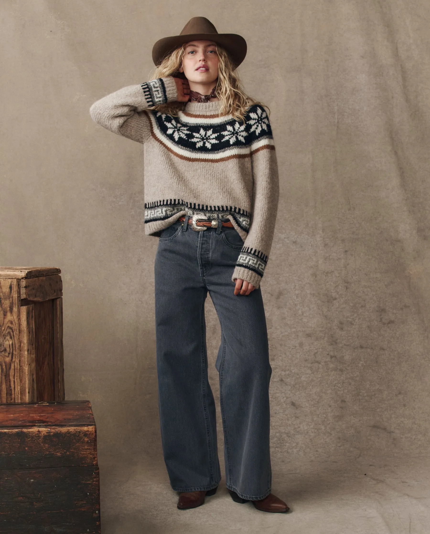 The Snowflake Fairisle Pullover. -- Oat sold by THE GREAT. product image thumbnail 4
