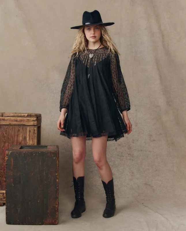 The Keepsake Lace Shift Dress. -- Black sold by THE GREAT.