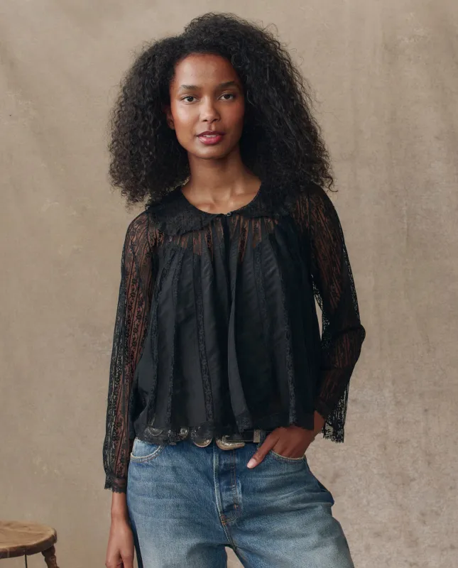 The Keepsake Lace Collared Top. -- Black sold by THE GREAT.