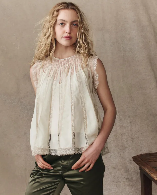 The Keepsake Lace Shell Top. -- Cream sold by THE GREAT.