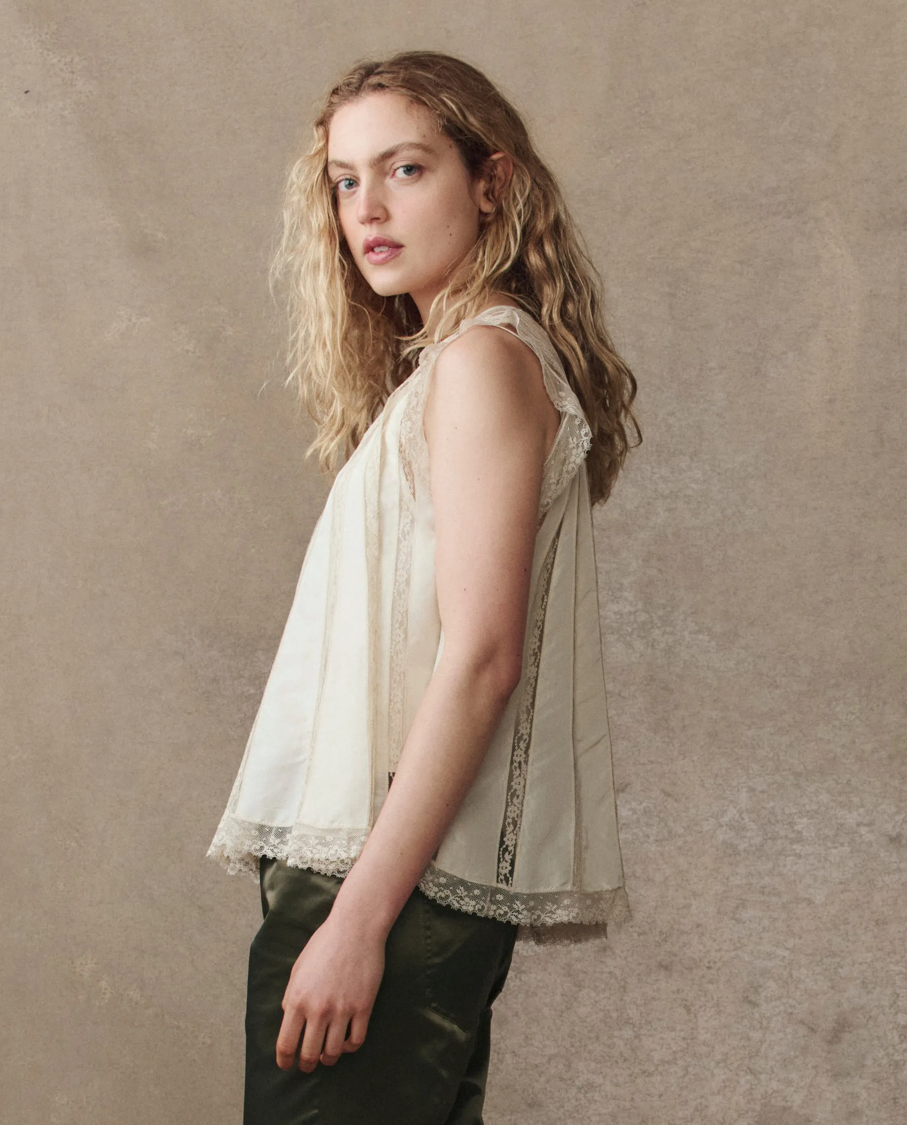 The Keepsake Lace Shell Top. -- Cream sold by THE GREAT. product image thumbnail 2