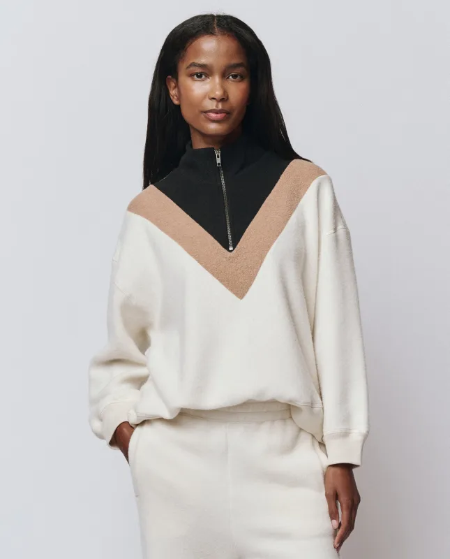 The Colorblock Plush Chalet Sweatshirt. -- Washed White sold by THE GREAT.