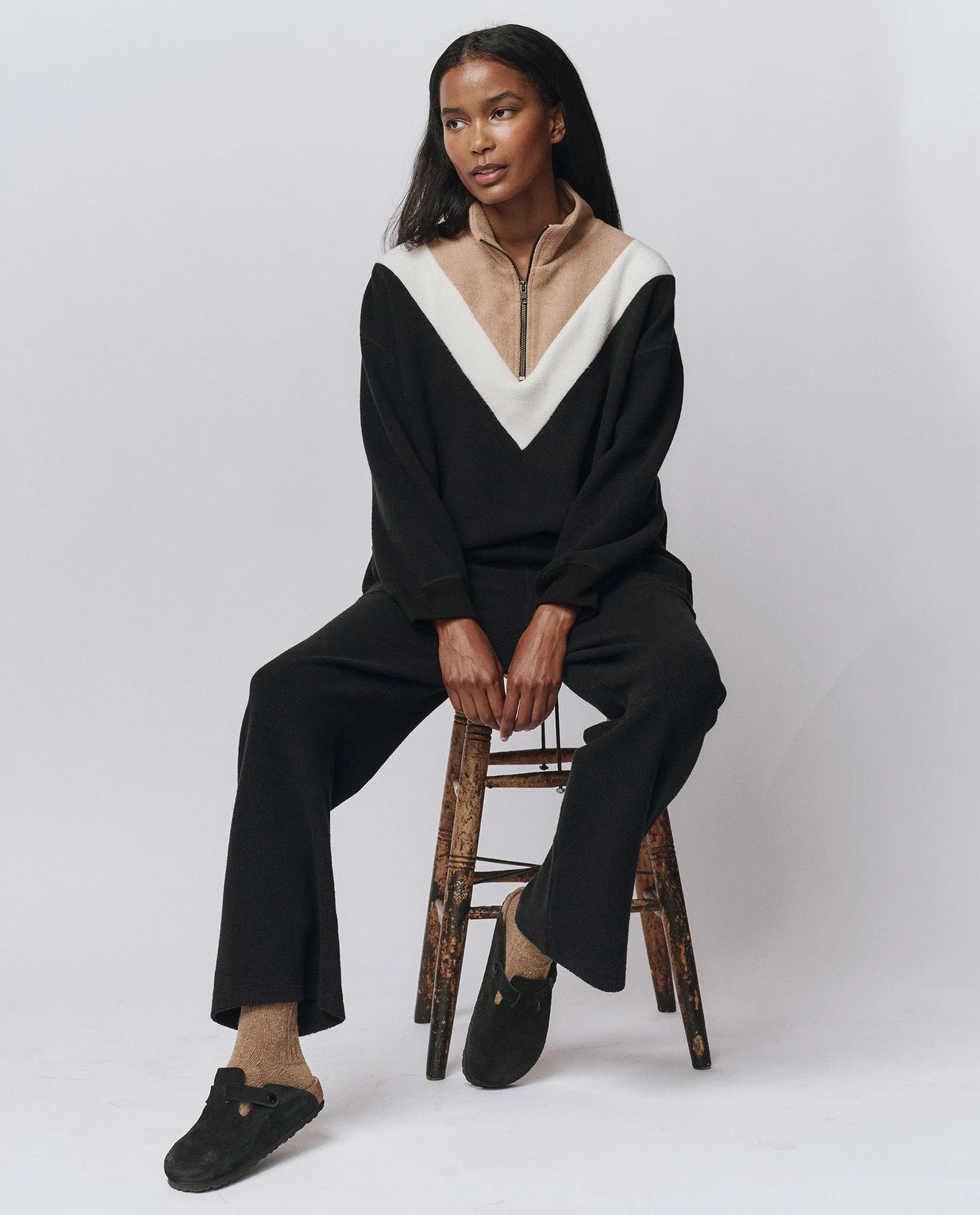 The Colorblock Plush Chalet Sweatshirt. -- Almost Black sold by THE GREAT. product image thumbnail 4