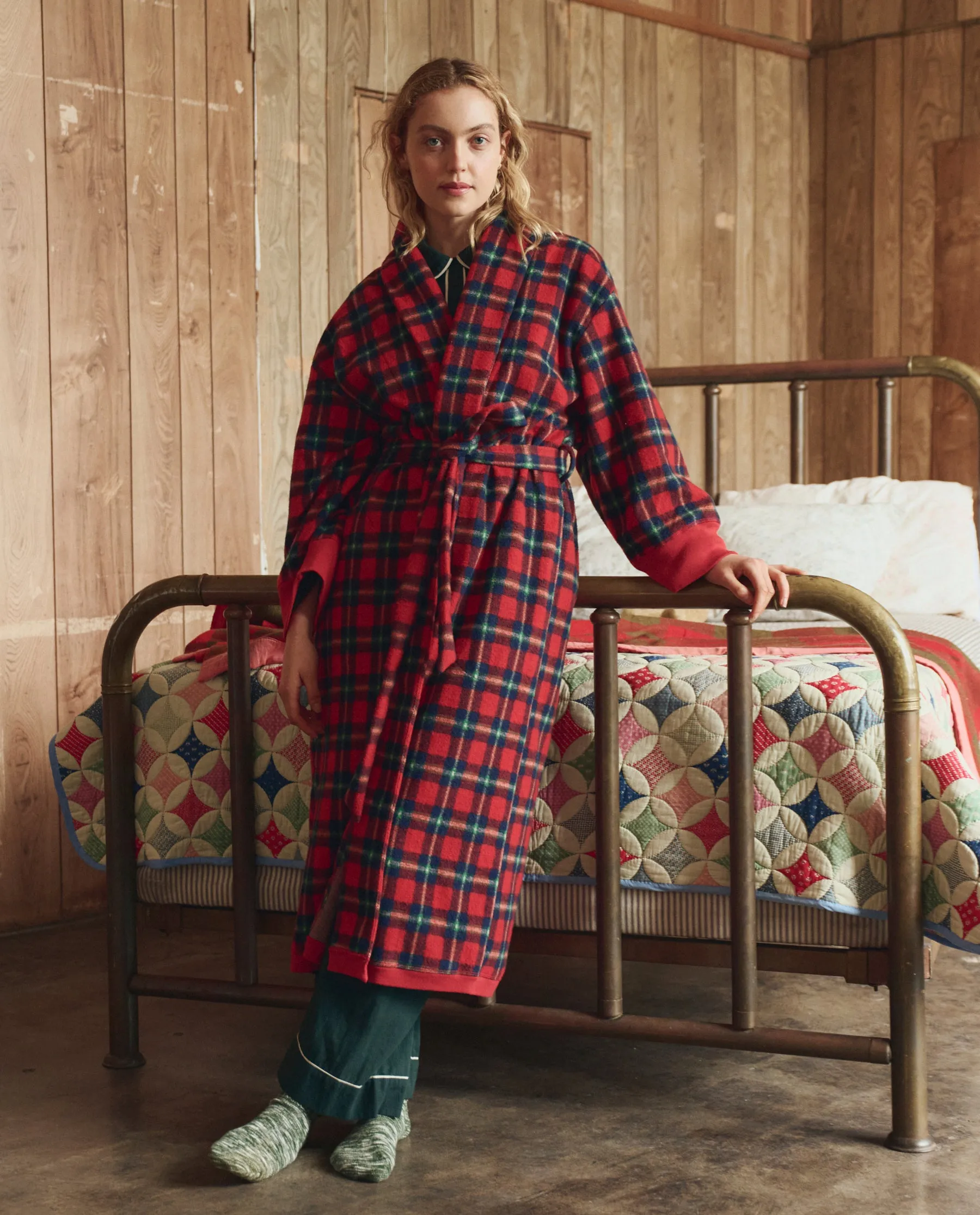 The Plush Fleece Robe. -- Cedarwoods Plaid sold by THE GREAT. product image thumbnail 5