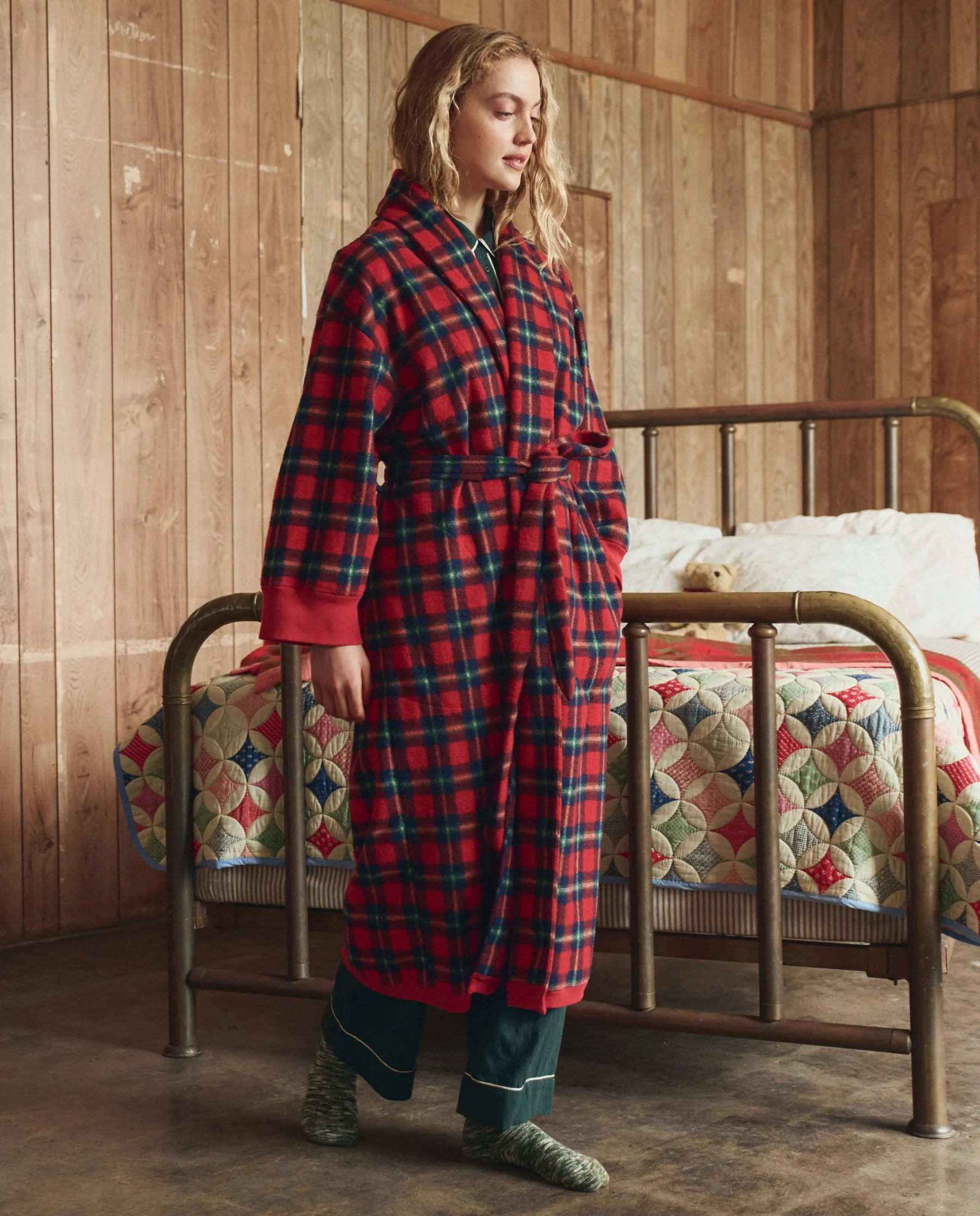 The Plush Fleece Robe. -- Cedarwoods Plaid sold by THE GREAT. product image thumbnail 4