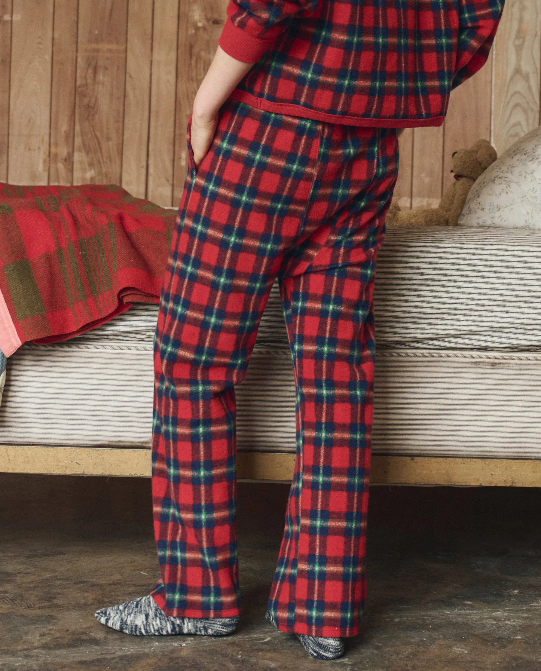The Plush Fleece Pajama Pant. -- Cedarwoods Plaid sold by THE GREAT. product image thumbnail 4