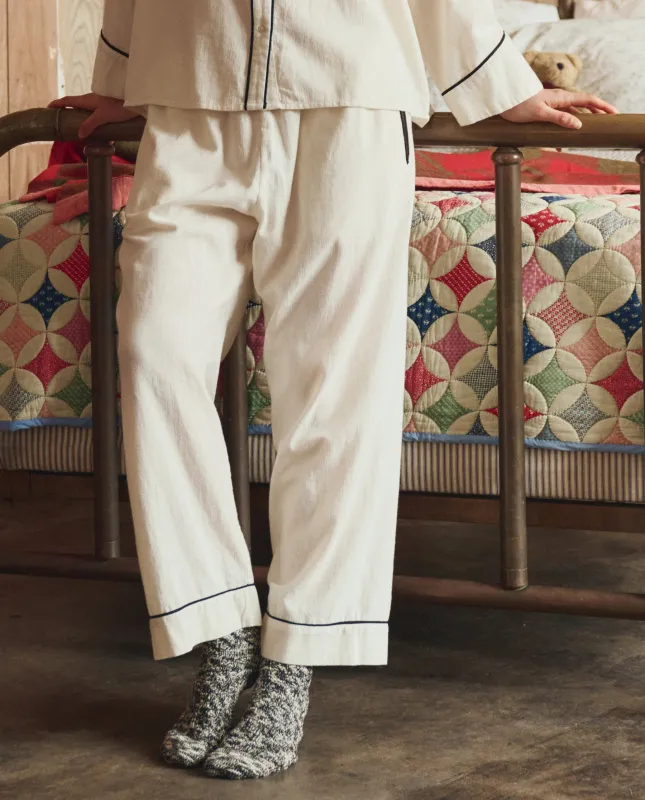 The Flannel Western Easy Sleep Pant. -- Cream and Black sold by THE GREAT.
