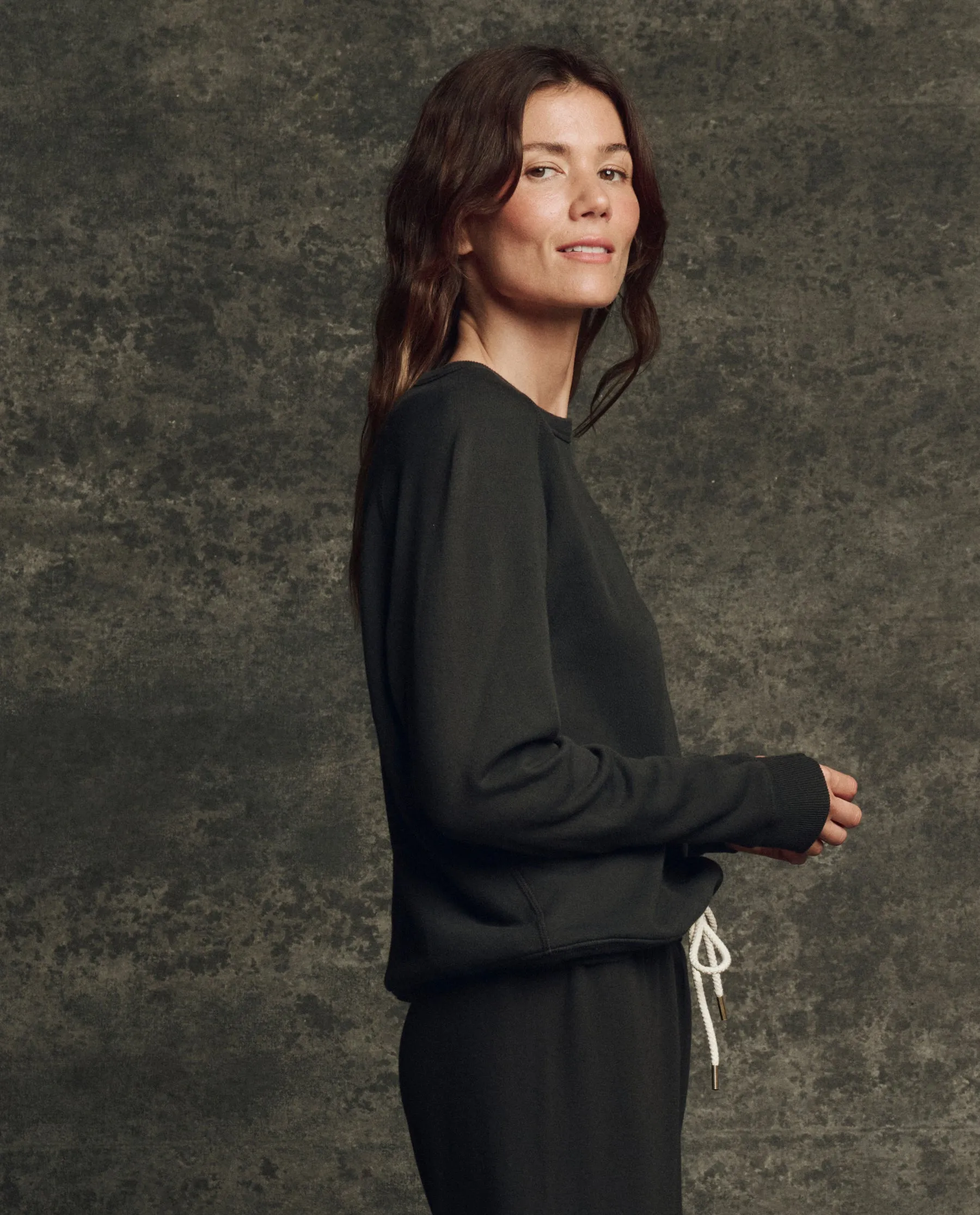 The Fleece Rookie Sweatshirt. Solid -- Almost Black sold by THE GREAT. product image thumbnail 3
