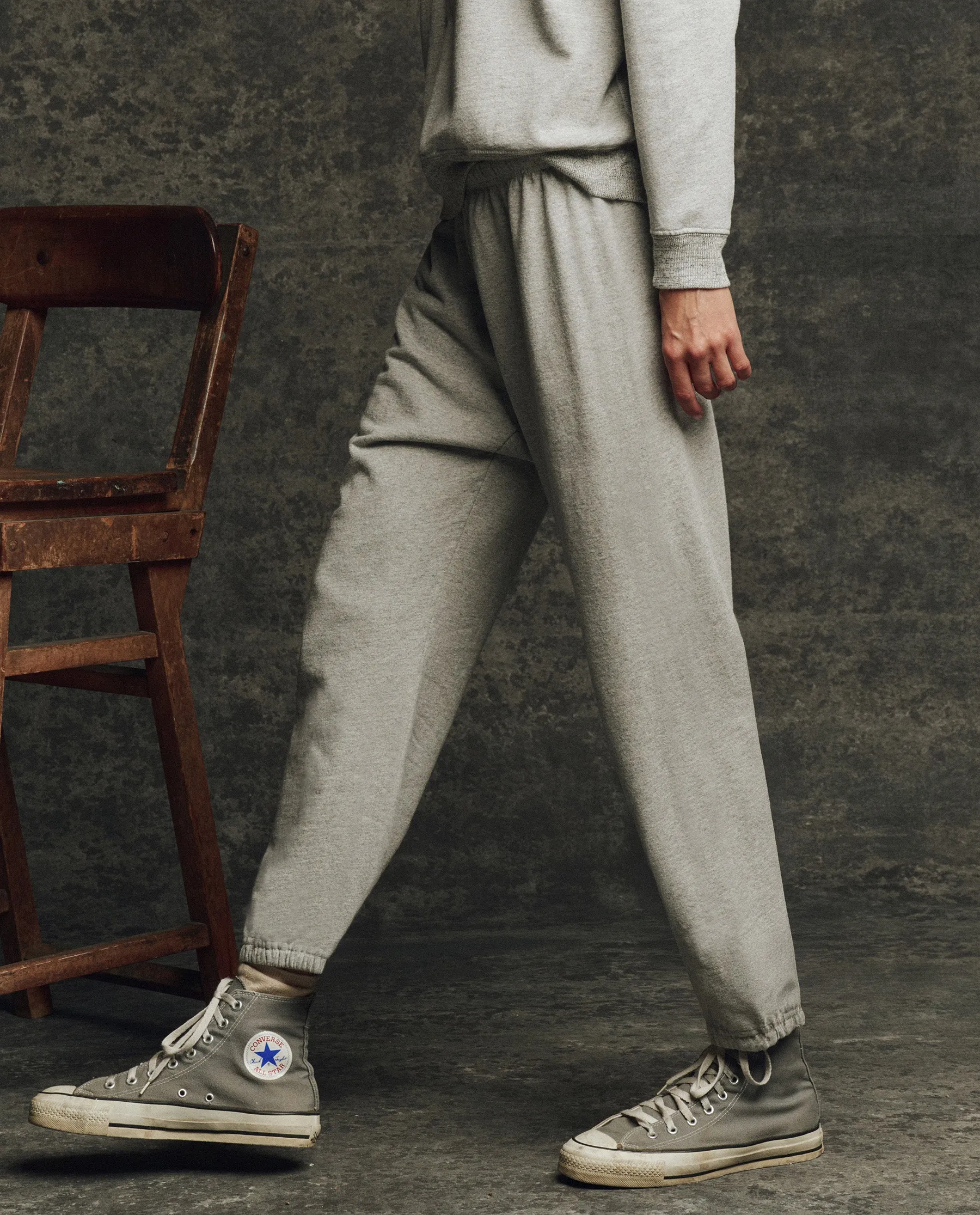 The Fleece Stadium Sweatpant. Solid -- Heather Grey sold by THE GREAT. product image thumbnail 3