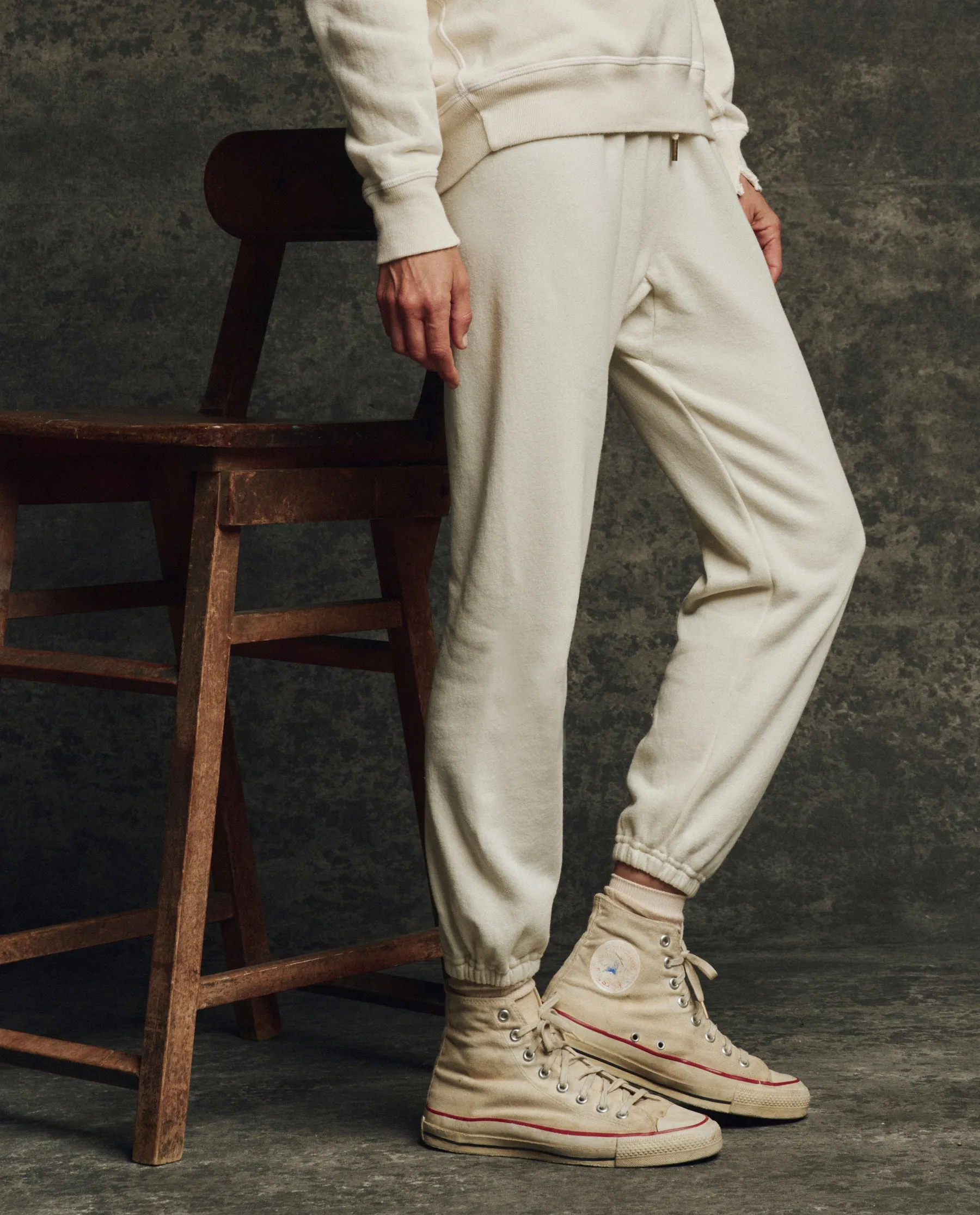 The Fleece Stadium Sweatpant. Solid -- Washed White sold by THE GREAT. product image thumbnail 3