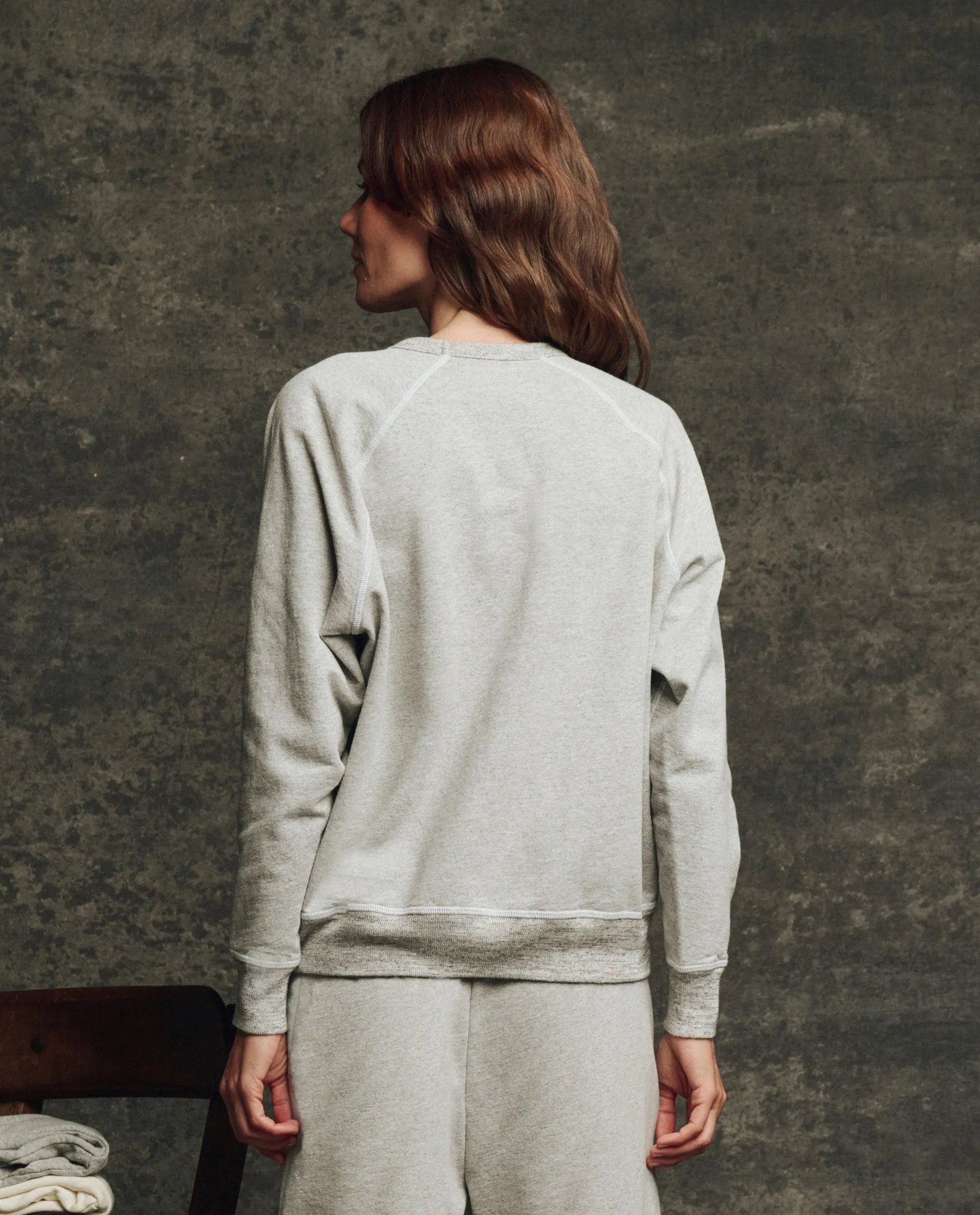The Fleece College Sweatshirt. Solid -- Heather Grey sold by THE GREAT. product image thumbnail 2