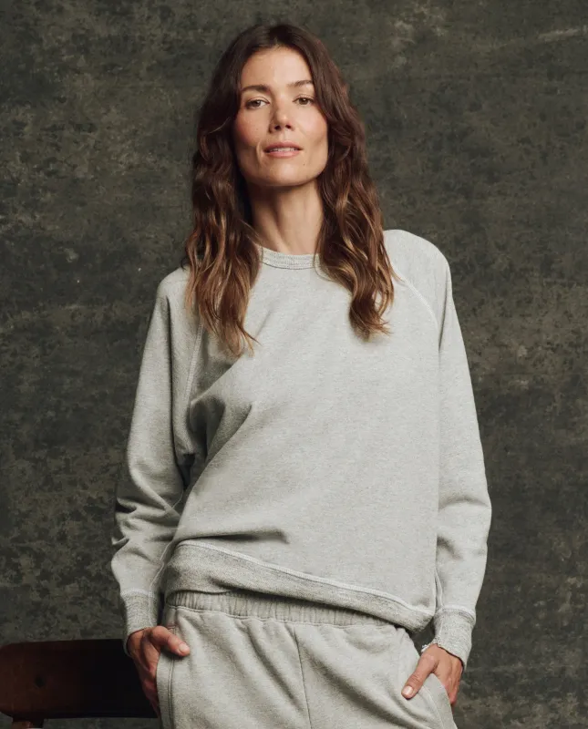 The Fleece College Sweatshirt. Solid -- Heather Grey made by THE GREAT.