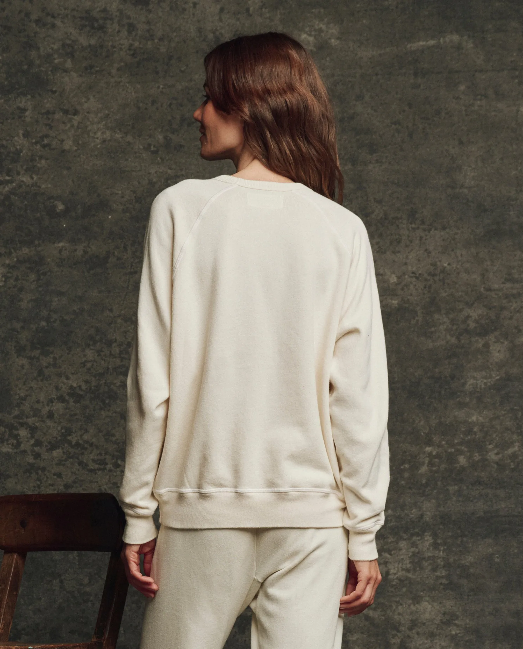 The Fleece College Sweatshirt. Solid -- Washed White sold by THE GREAT. product image thumbnail 3