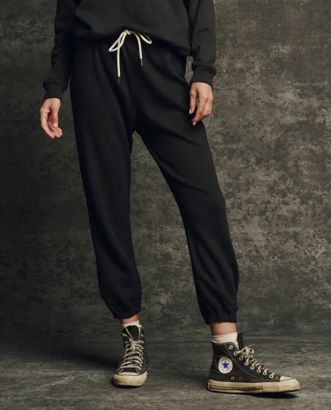 The Fleece Stadium Sweatpant. Solid -- Almost Black sold by THE GREAT.