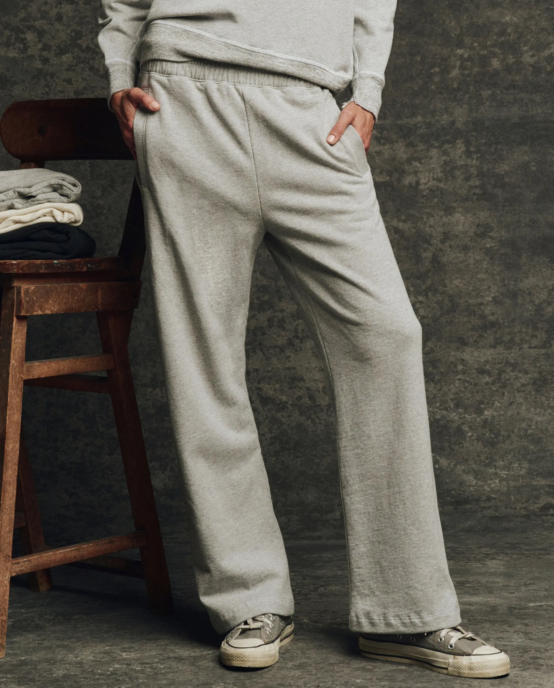The Fleece Victory Sweatpant. Solid -- Heather Grey sold by THE GREAT.