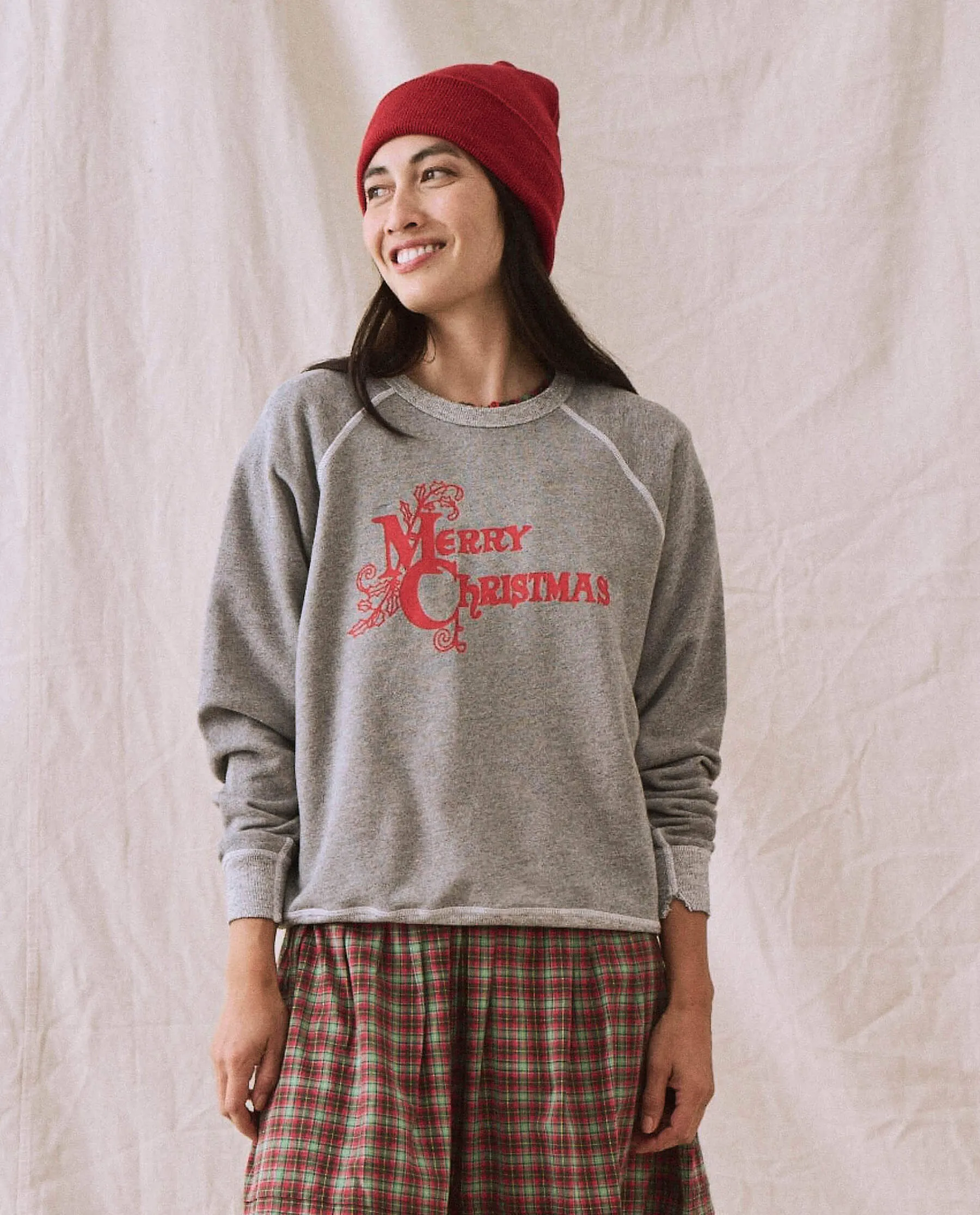 The College Sweatshirt. Graphic -- Varsity Grey with Christmas Graphic sold by THE GREAT.