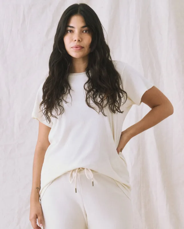 The Slim Tee. Solid -- Washed White sold by THE GREAT.