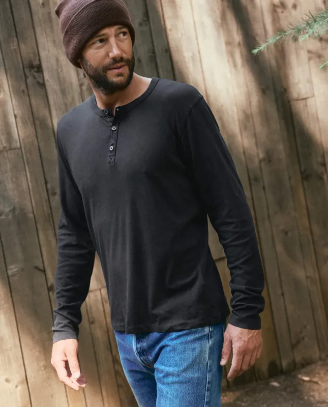 The Men's Slim Henley. -- Almost Black sold by THE GREAT.