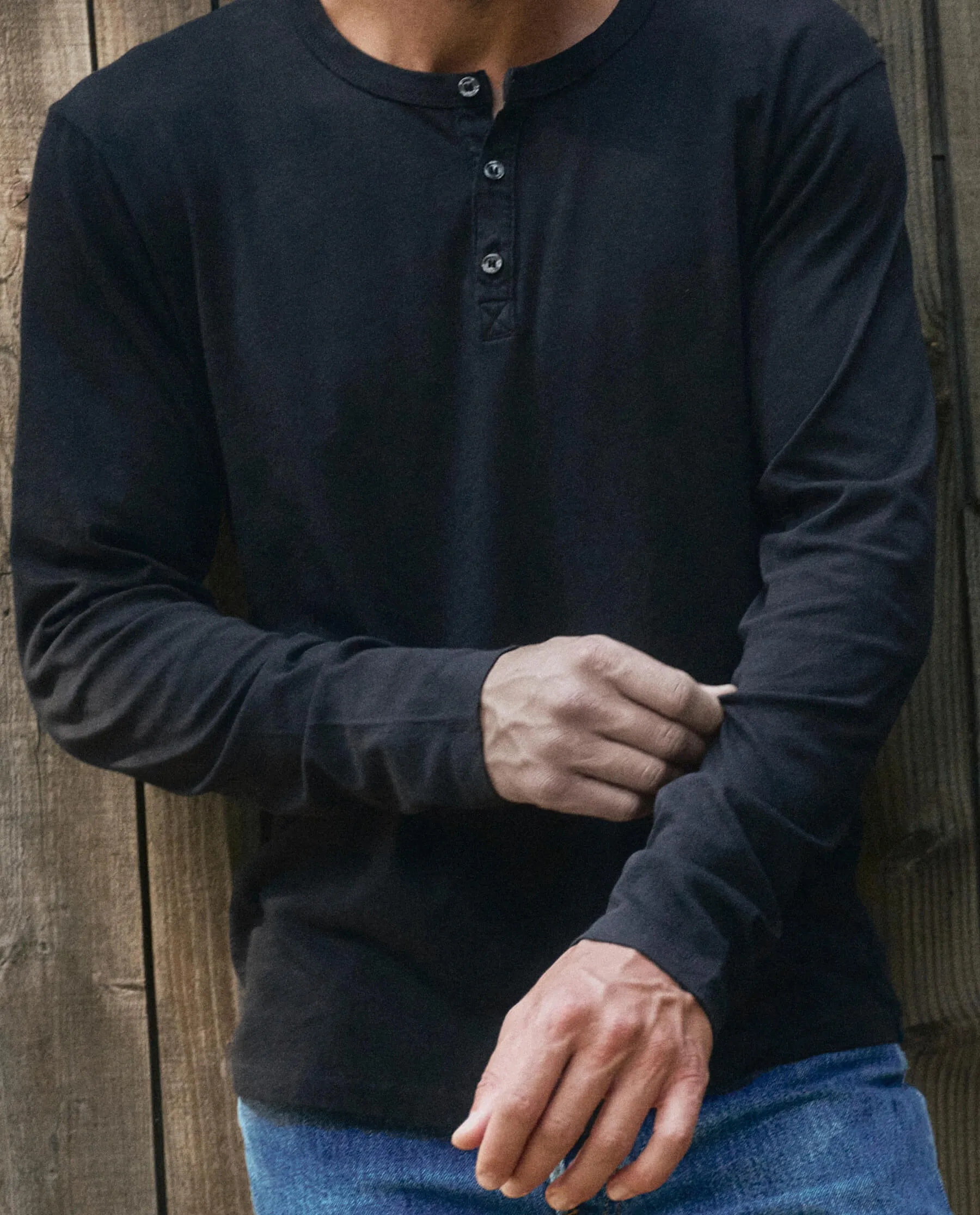 The Men's Slim Henley. -- Almost Black sold by THE GREAT. product image thumbnail 4