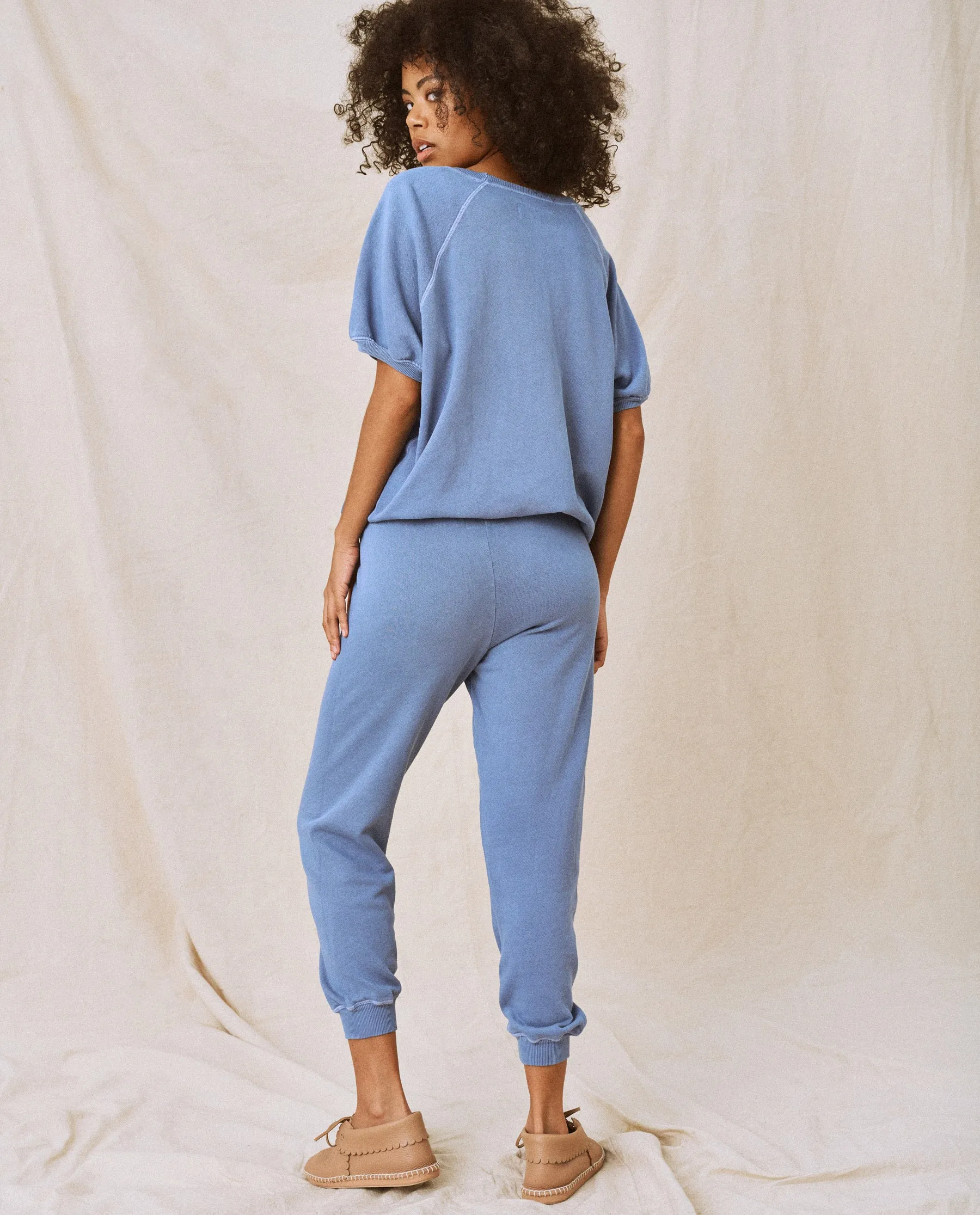 The Cropped Sweatpant. Solid -- Dutch Blue sold by THE GREAT. product image thumbnail 4