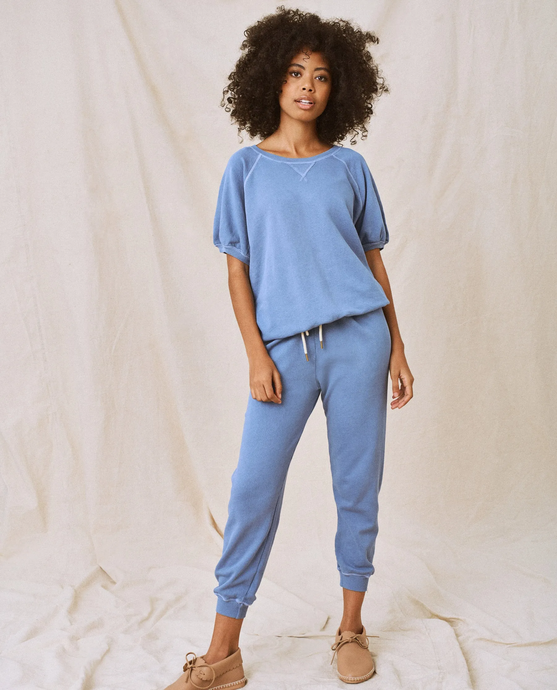The Cropped Sweatpant. Solid -- Dutch Blue sold by THE GREAT. product image thumbnail 2