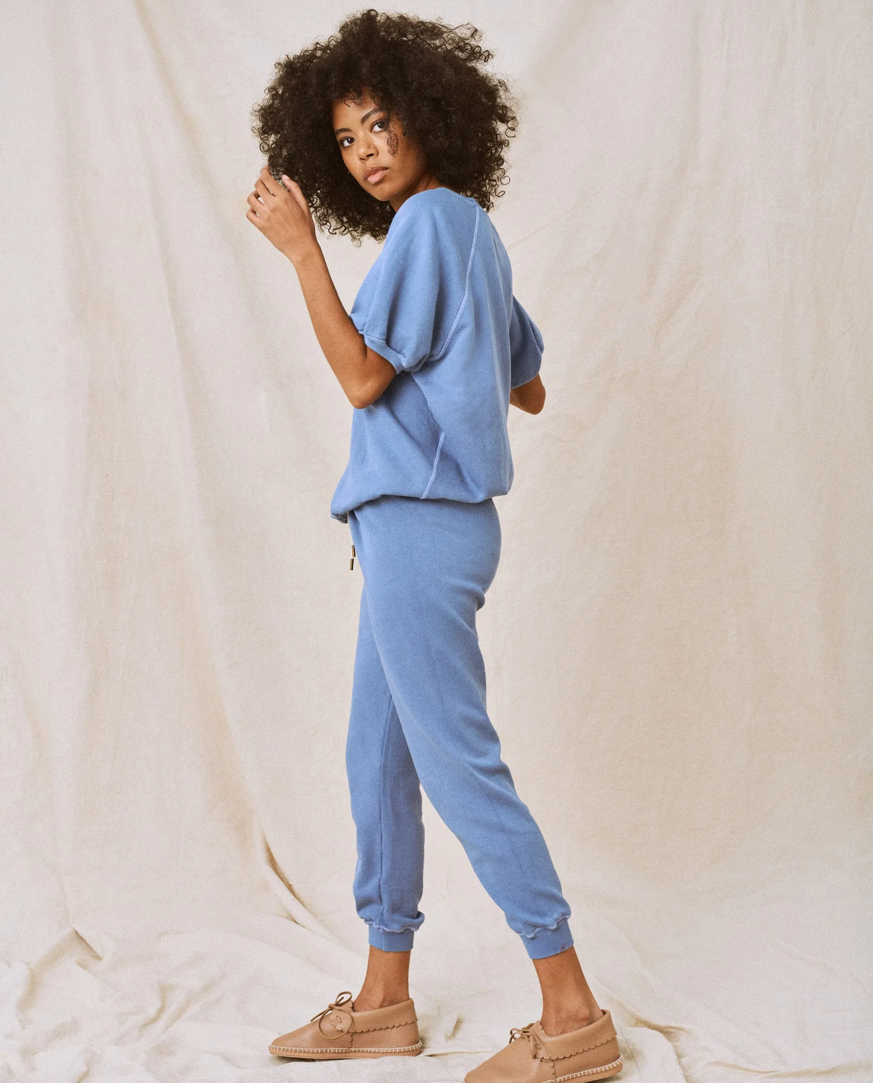 The Cropped Sweatpant. Solid -- Dutch Blue sold by THE GREAT. product image thumbnail 3