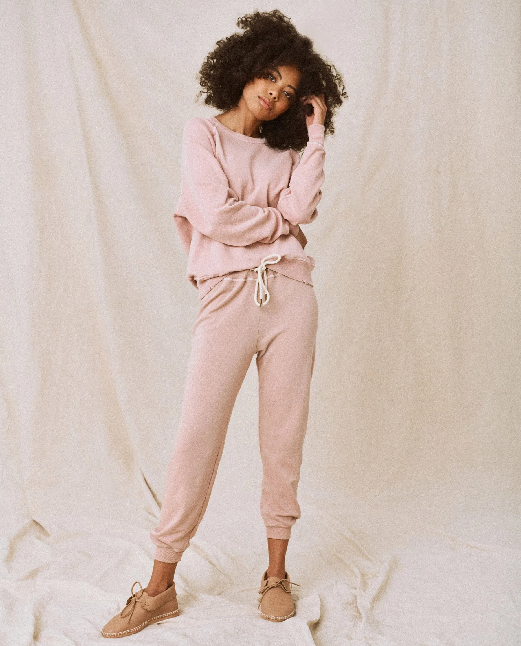 The Cropped Sweatpant. Solid -- Carnation sold by THE GREAT. product image thumbnail 2