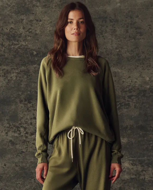 The Fleece Rookie Sweatshirt. Solid -- Army sold by THE GREAT.