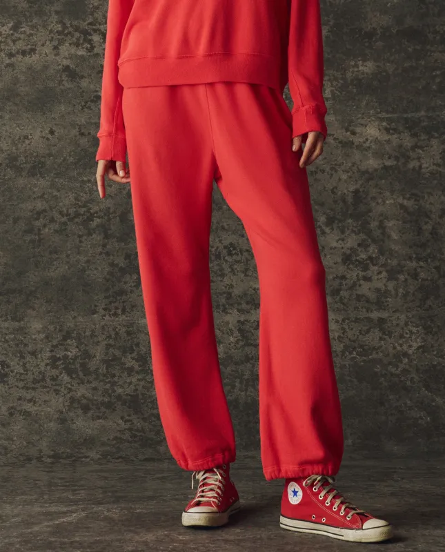 The Fleece Sport Sweatpant. Solid -- Bright Red sold by THE GREAT.
