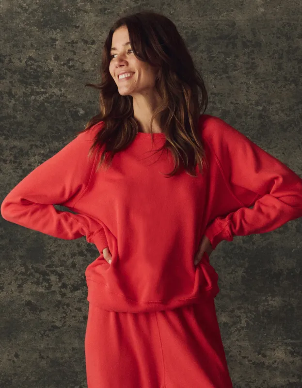 The Fleece Rookie Sweatshirt. Solid -- Bright Red sold by THE GREAT.