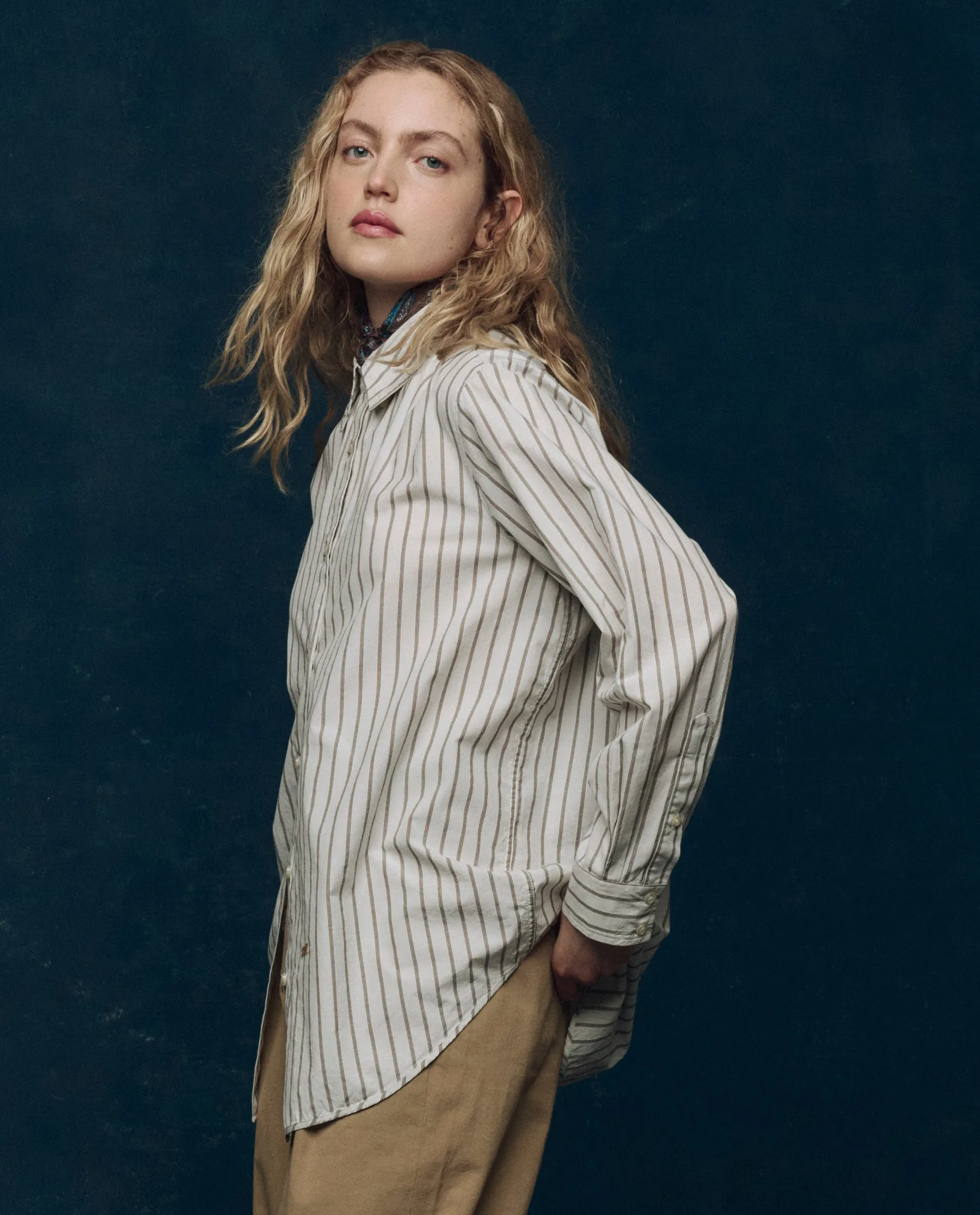 The Menswear Button Up. -- Ivy League Stripe sold by THE GREAT. product image thumbnail 3