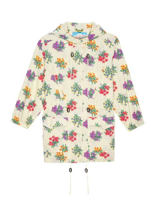 The Rover Jacket. -- Pale Khaki Palisade Floral sold by THE GREAT.