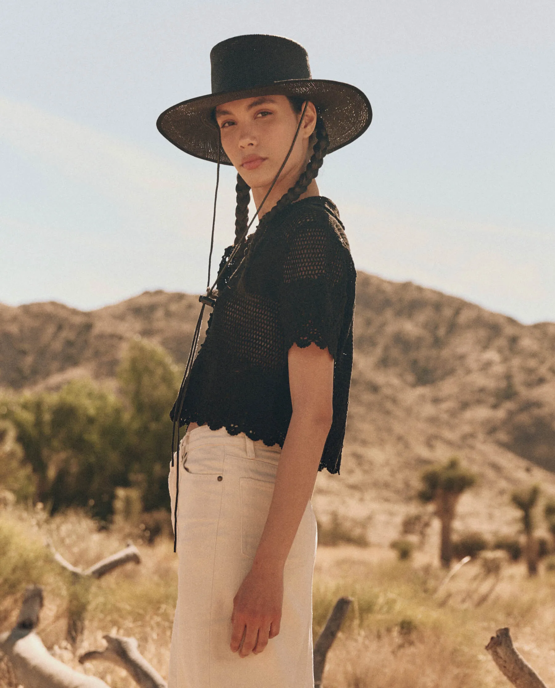 The Crochet Polo Top. -- Black sold by THE GREAT. product image thumbnail 3