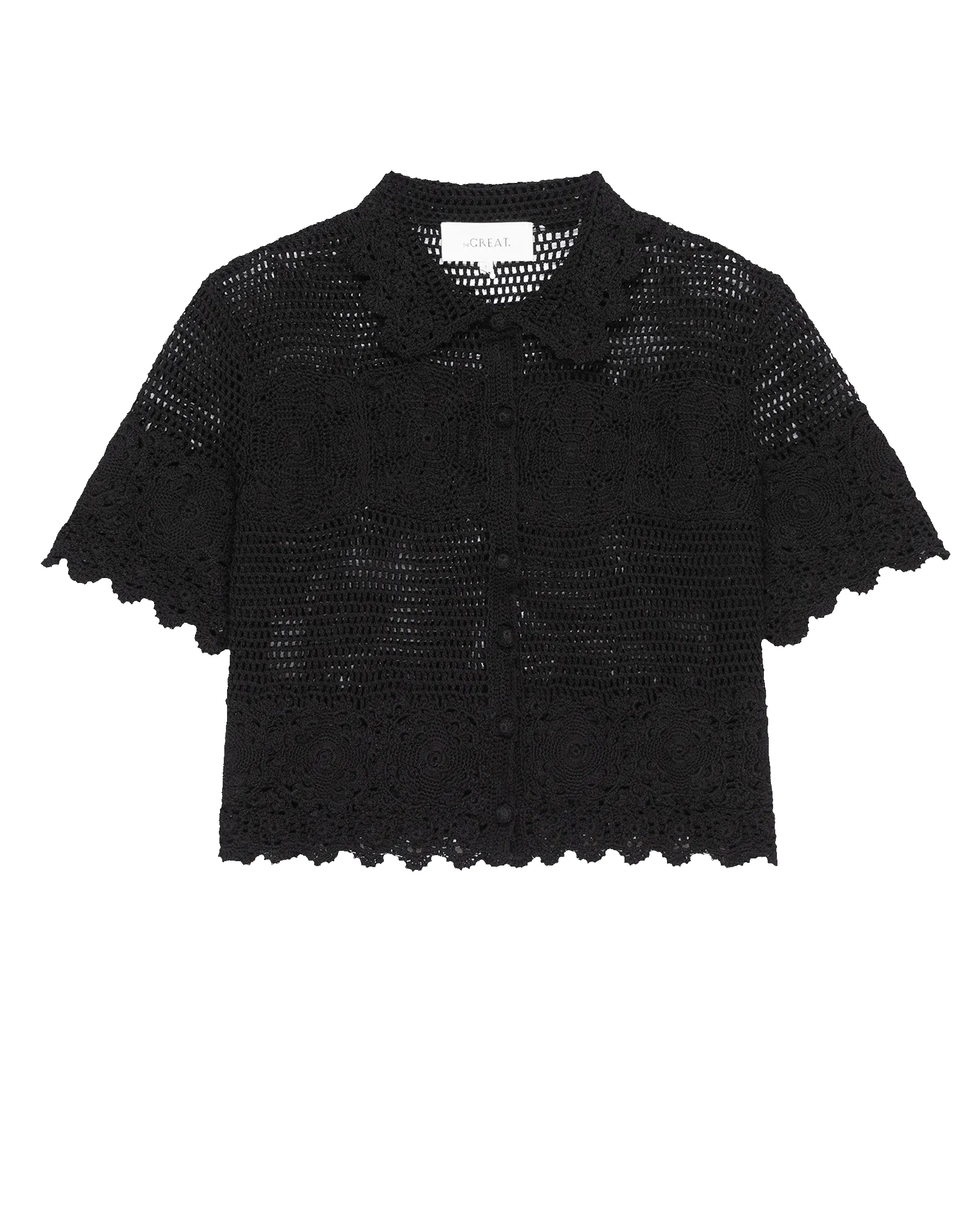 The Crochet Polo Top. -- Black sold by THE GREAT. product image thumbnail 5
