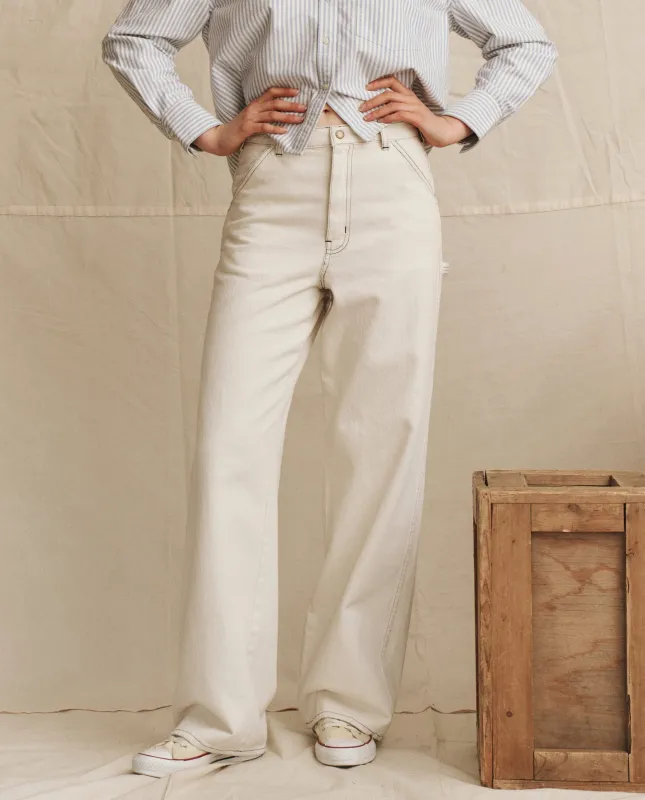 The Mill Jean. -- Natural with Navy Stitching sold by THE GREAT.