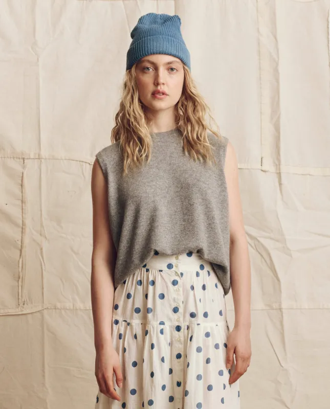 The Cashmere Pullover Vest. -- Heather Grey sold by THE GREAT.