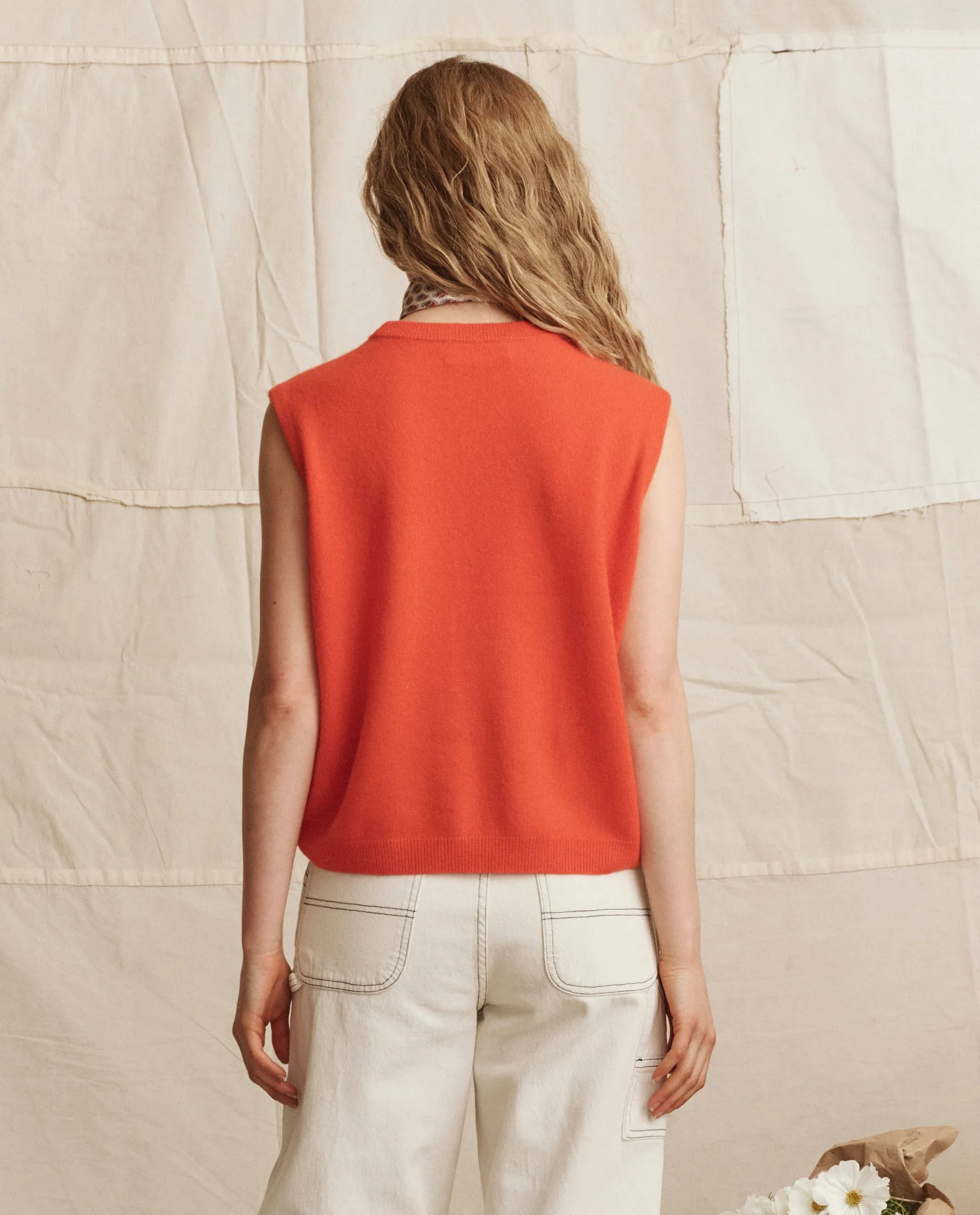 The Cashmere Pullover Vest. -- Hot Orange sold by THE GREAT. product image thumbnail 3