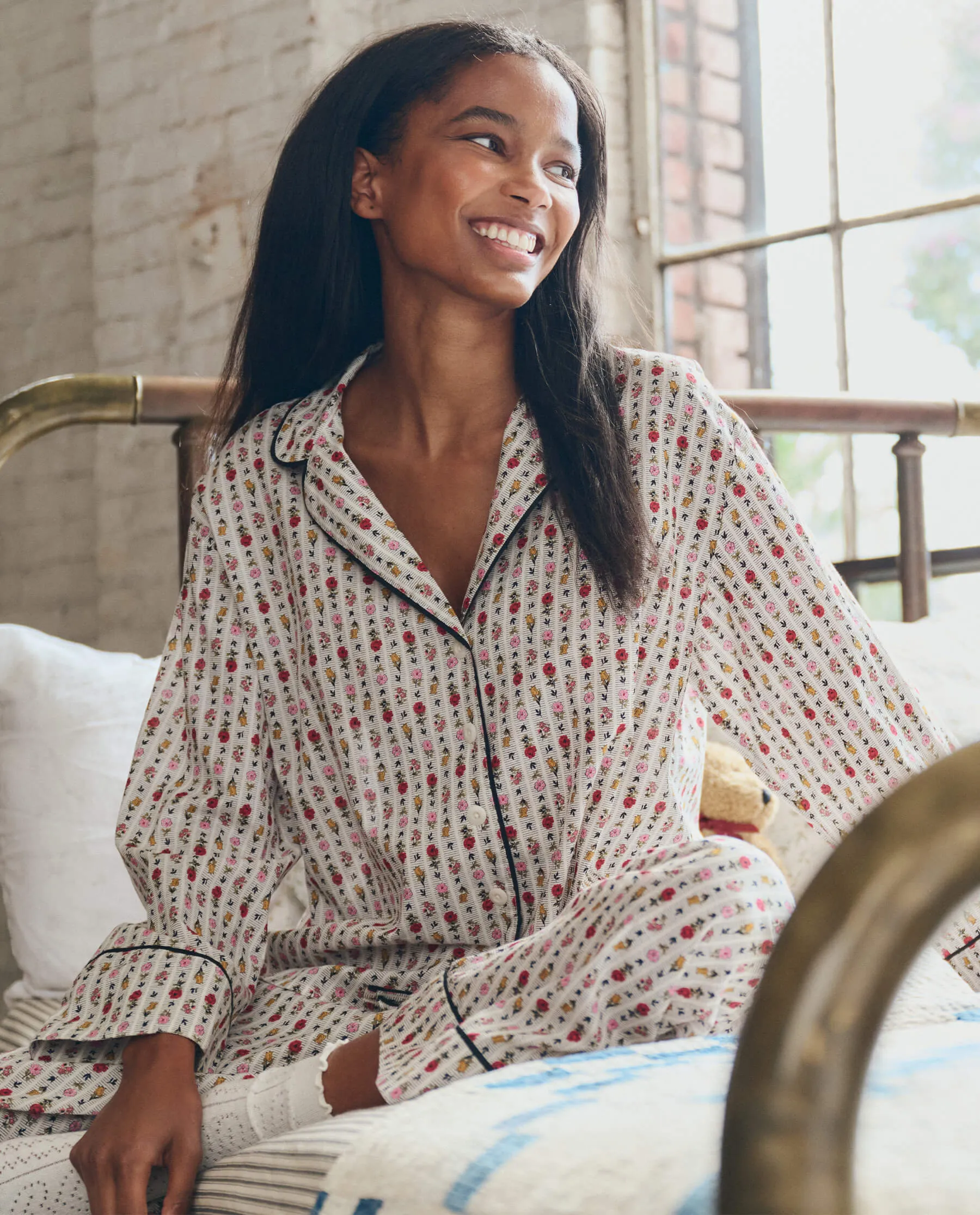 The Pajama Shirt. -- Ribbon Floral sold by THE GREAT.