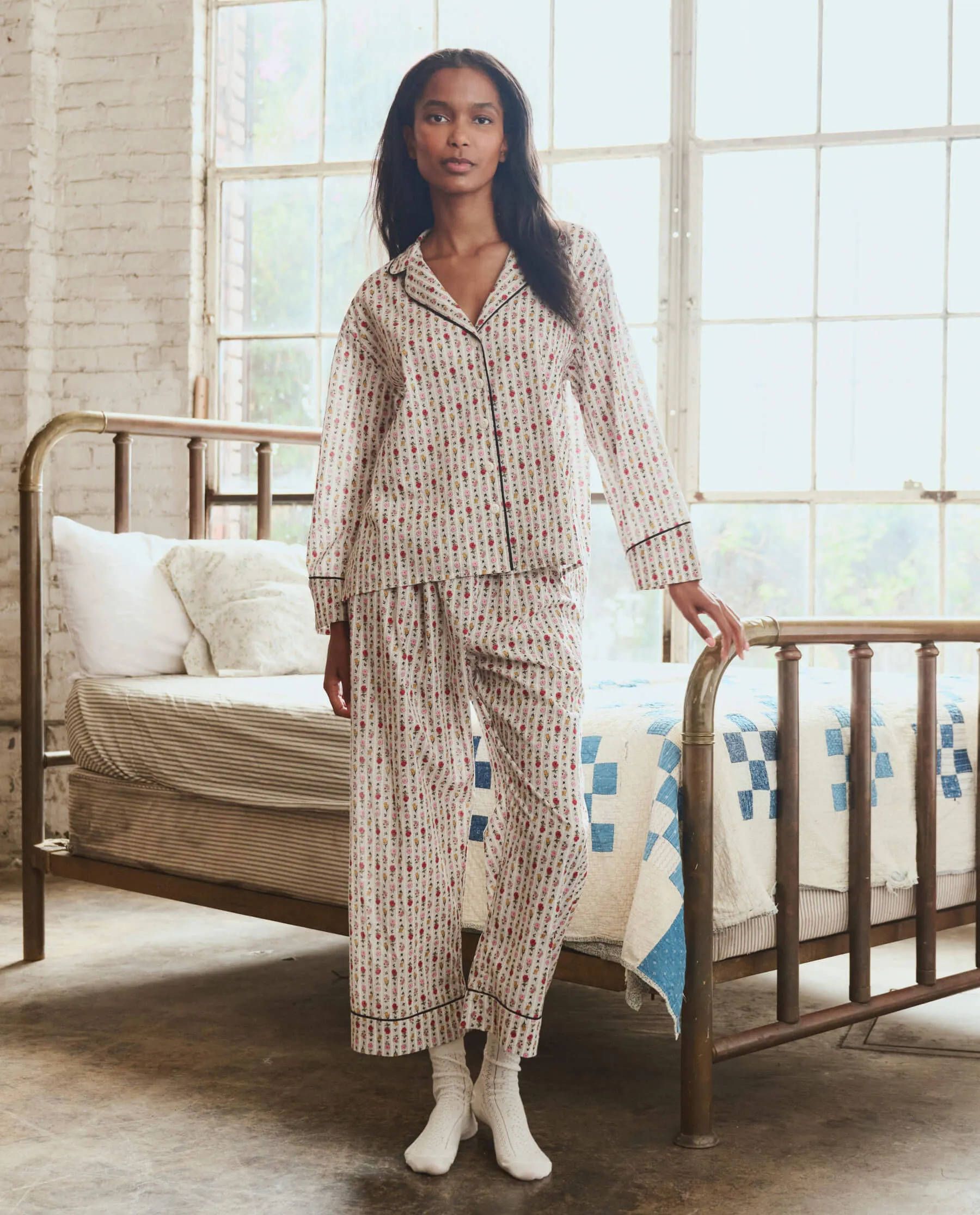 The Pajama Shirt. -- Ribbon Floral sold by THE GREAT. product image thumbnail 5