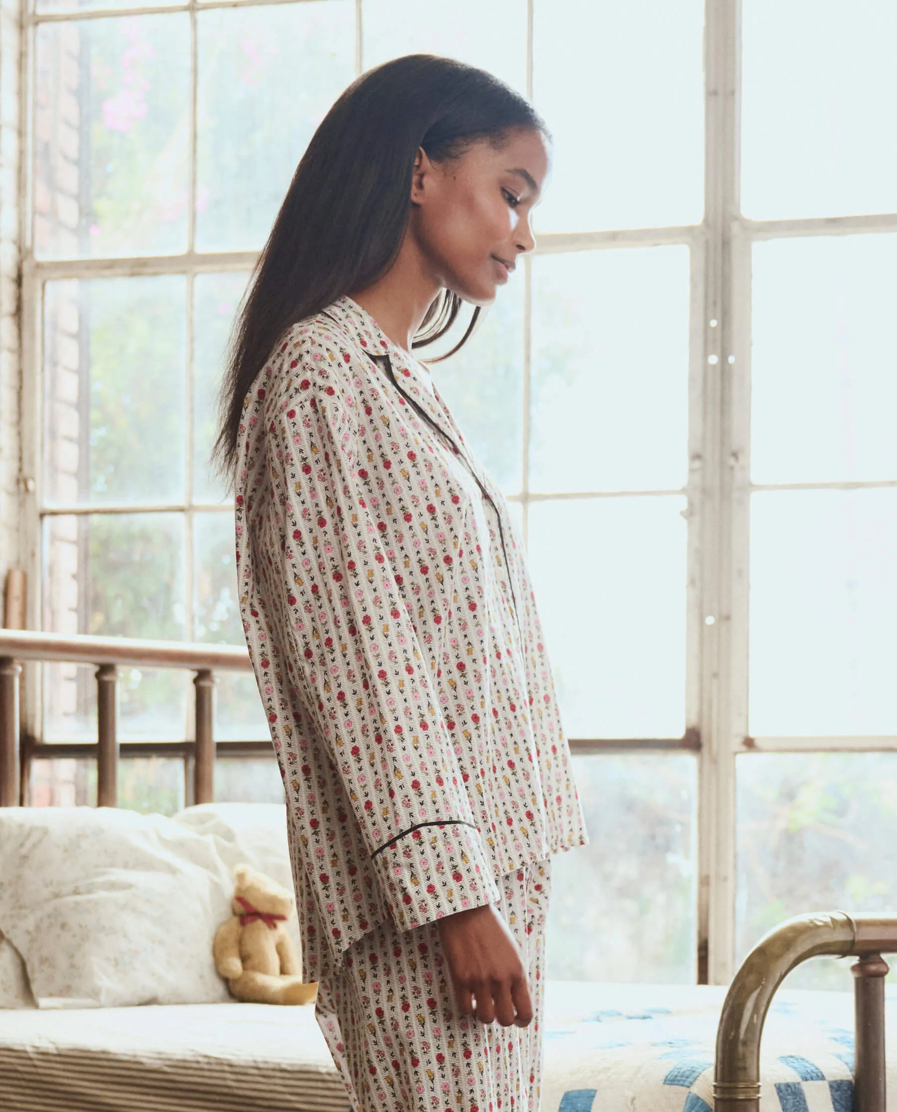 The Pajama Shirt. -- Ribbon Floral sold by THE GREAT. product image thumbnail 4