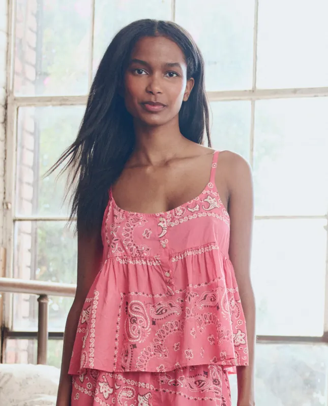 The Nighttime Cami. -- Pink Bandana Patchwork sold by THE GREAT.